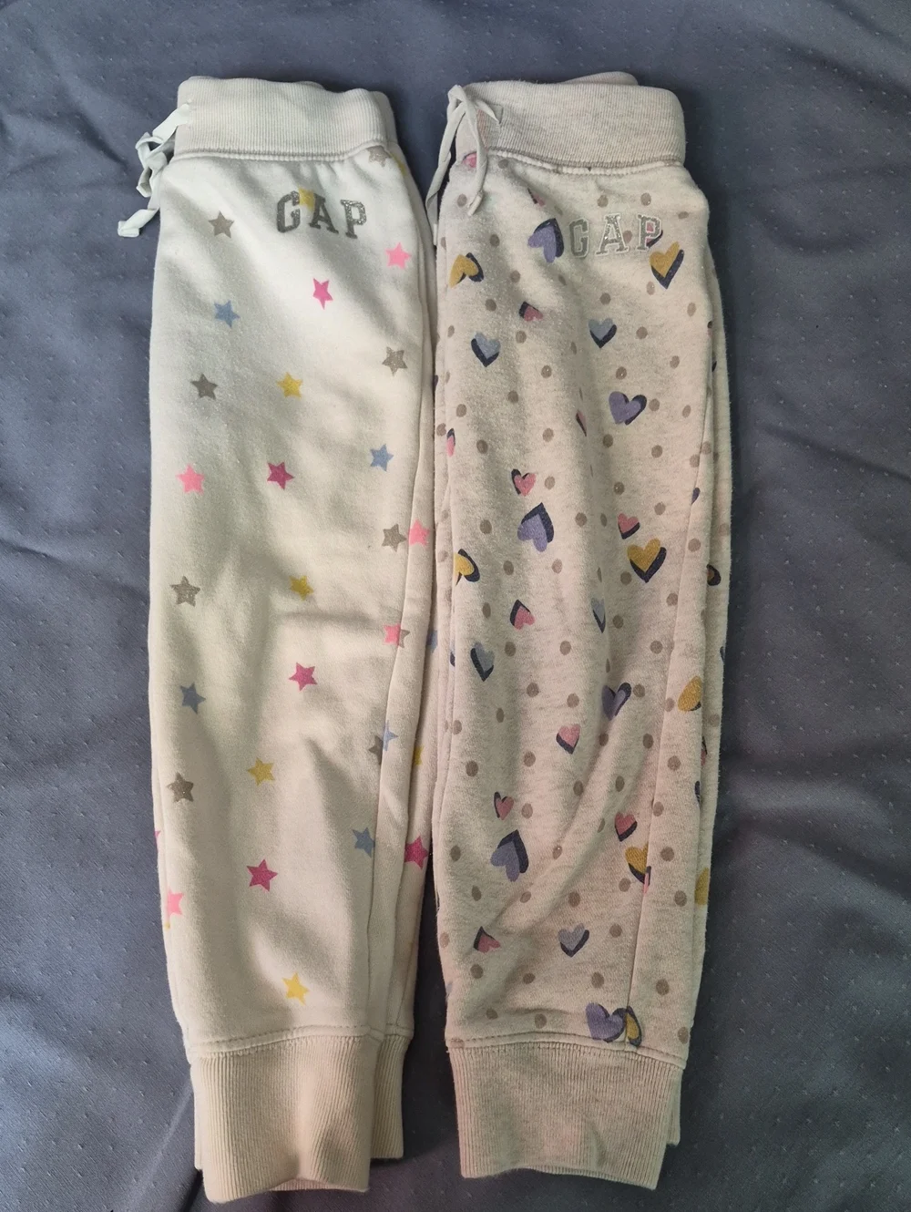 Baby GAP Girls 4T Lot Of 2 Pastel Star & Heart Joggers Pull On Pant Playwear